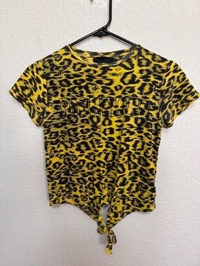 John Richmond Leopard Print Tie-Front Tee Women’s 10 Graphic Tee